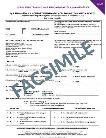 011-IT - Questionario per l'età senile OASR (Old Adult Self Report) età 60-90+
