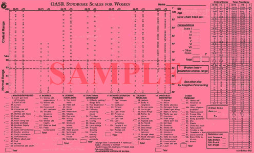013 - Profili per lo scoring manuale del questionario per l'età senile OASR (Old Adult Self Report) età 60-90+ per femmine