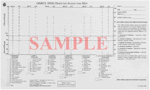028 - Profili per lo scoring manuale del questionario per l'età senile OABCL (Old Adult Behavior Check List) età 60-90+ DSM oriented per maschi e femmine