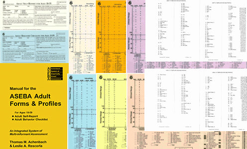 109 - STARTER KIT ASEBA per scoring manuale per età adulta