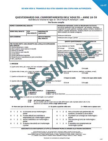 121-IT - Questionario sul comportamento dell'adulto ABCL (Adult Behavior Checklist) anni 18-59
