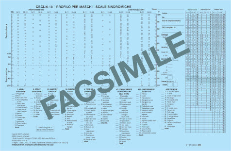 202-IT - Profili per lo scoring manuale CBCL (Child Behavior Checklist) età 6-18 per maschi