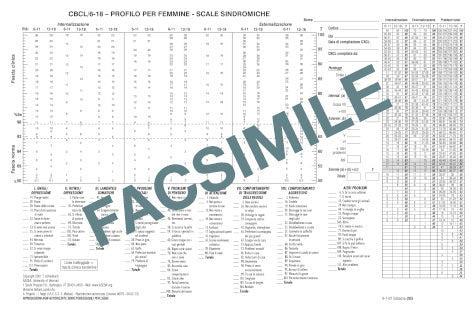 203-IT - Profili per lo scoring manuale CBCL (Child Behavior Checklist) età 6-18 per femmine