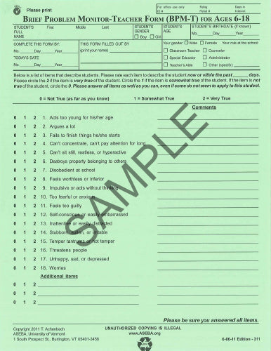 311 - Questionario Brief Problem Monitor (BPM) versione per insegnanti